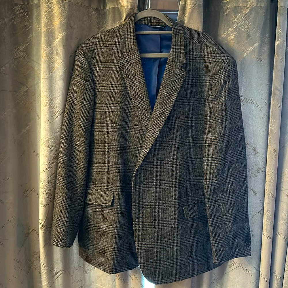 Tommy Hilfiger Men's Gray Glen Plaid Sport Coat with Blue Lining